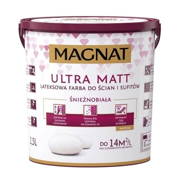Farba Lateksowa Magnat Ultra Matt Śnieżnobiała