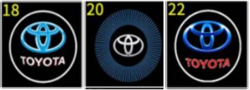 ZESTAW 2X LAMPEK PROJEKTOR TOYOTA LED RZUTNIK LOGO BEZPRZEWODOWY NA BATERIE