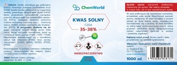 Соляная кислота 35 - 38 % ЧИСТАЯ техническая 1000 мл