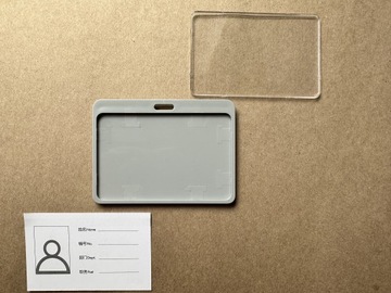 Holder Etui Poziomy na karty identyfikator Popiel 2szt.