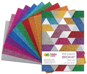 Blok brokatowy A5 10 ark 150g Happy Color 10kol