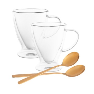 SZKLANKI TERMICZNE DO KAWY LATTE + ŁYŻECZKI ZESTAW