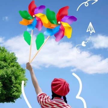 РАЗНОЦВЕТНАЯ МЕЛЬНИЦА, ВЕТРЯНАЯ МЕЛЬНИЦА ДЛЯ ДЕТЕЙ, ДЛЯ ВЕЛОСИПЕДА, ДЛЯ ПРОГУЛКИ В САД, 56 СМ