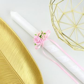 КРЕЩЕННАЯ СВЕЧА, деревянная шкатулка, розовые цветы