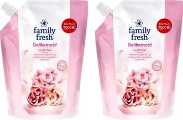 2x FAMILY FRESH Delikatność MYDŁO DO RĄK Kwiatowe ODŻYWCZE 750ml REFILL