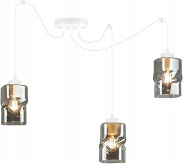 LAMPA WISZĄCA PAJĄK ŻYRANDOL 3 PŁOMIENNA SZKLANY KLOSZ SUFITOWA AURA GRAFIT