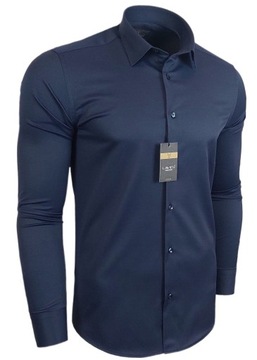 Koszula męska Granatowa dopasowana Lavier - SLIM FIT Bawełna Rozmiar XXL