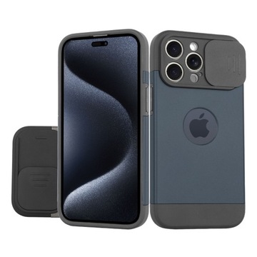 Etui ERBORD CAM SLIDE do iPhone 15 Pro Max, do MagSafe, Blue Titanium