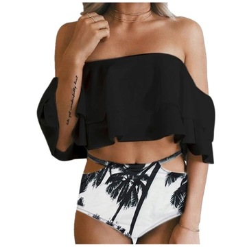 Bikini WYSOKI STAN FLORAL FALBANKA HISZPANKA M
