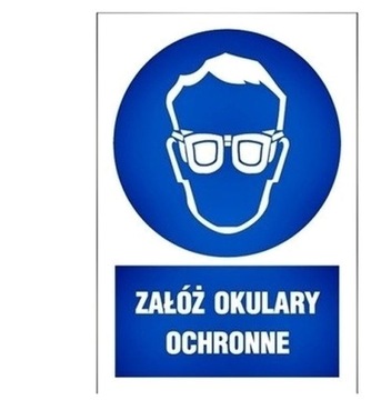 Znak BHP Załóż Okulary Ochronne 220x300 PVC Odporny Outdoor