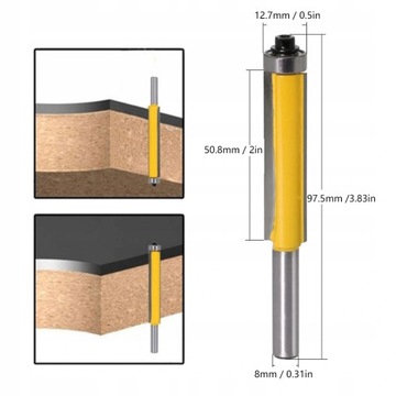 ФРЕЗА ПРЯМАЯ С НИЖНИМ ПОДШИПНИКОМ, ДЛИННЫМ ХВОСТОВИКОМ 8 мм