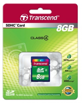 Стандартная карта памяти TRANSCEND 8 ГБ SD SDHC класса 4