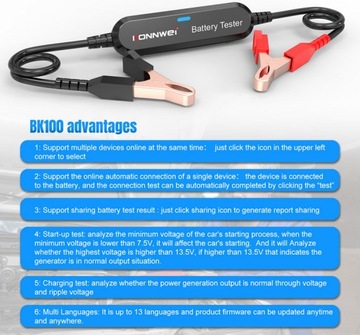 ТЕСТЕР АККУМУЛЯТОРА 6 В 12 В Bluetooth 5.0, польский