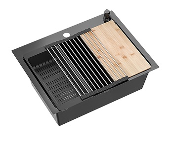 Zlew stalowy czarny Quadron LUKE 110 workstation + akcesoria 58x45