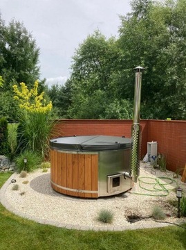 Jacuzzi ogrodowe 200 cm ruska bania z hydromasażem LED balia ogrodowa SPA