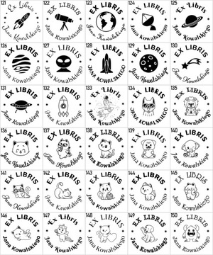Pieczątka Ex libris Okrągła śr. 4cm - 360 Wzorów + GRAWER + lniany woreczek