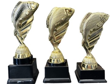 Puchary statuetki wędkarskie RYBA 3 sztuki 3 rozmiary grawer 19, 17, 16 cm