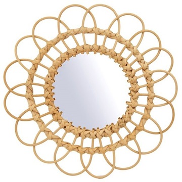 OKRĄGŁE LUSTRO BOHO BAMBUS ŚCIENNE 34 cm NATURALNE