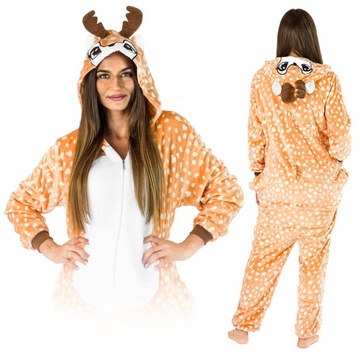 KOSTIUM ONESIE KIGURUMI JELEŃ KOMBINEZON PIŻAMA JEDNOCZĘŚCIOWA CIEPŁA M