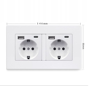 Двойная электрическая розетка с 4 выходами USB 5 В.