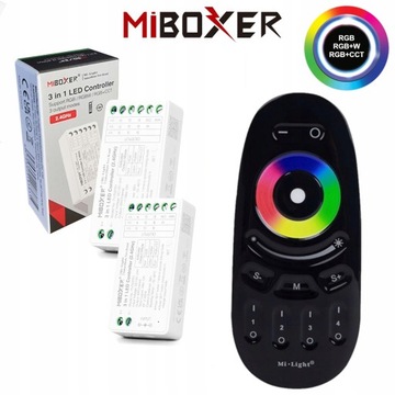 ZESTAW 2x STEROWNIK DO TAŚM LED RGB RGBW RGBCCT 3w1 STREFOWY + CZARNY PILOT