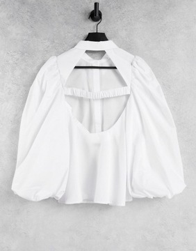 Biała koszula z obszernymi rękawami 42