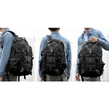 Сильный большой тактический военный туристический рюкзак, вместительный для школьного черного цвета