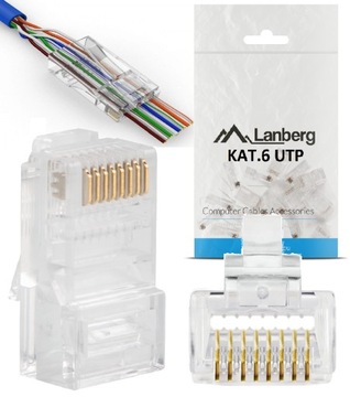 10 szt Wtyk RJ45 kat 6 pass through przelotowe UTP