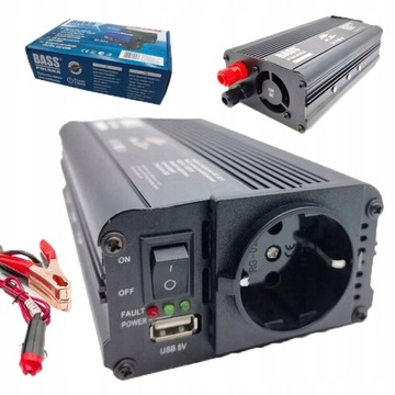 SAMOCHODOWA PRZETWORNICA NAPIĘCIA 12V 230V 1200W BASS POLSKA BP-5010
