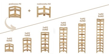 Деревянная угловая офисная полка BERDO 2P модули