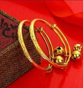 Fashionable Jewlery Children's Baby Gold Bracelet Push-Pull Baby Bangle gol