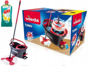 Mop VILEDA Wring & Clean Turbo OBROTOWY TRÓJKĄTNY WIRÓWKA GRATIS PŁYN AJAX