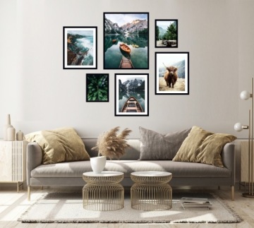 6x РАМКА ДЛЯ ИЗОБРАЖЕНИЙ ПОСТЕРОВ РАМКА ЛЕС ГОРЫ КОРОВА ЛОДЗЬ