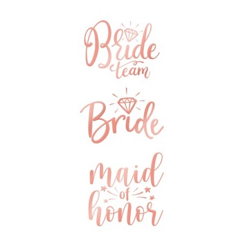 Tatuaże zmywalne Bride to Be rose gold 13szt.