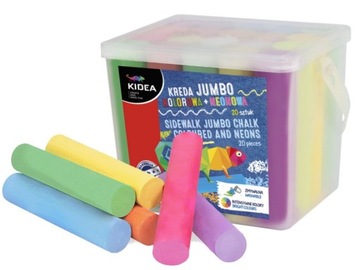 KREDA CHODNIKOWA KOLOROWA GRUBA 20 KOLORÓW W TYM 6 NEONOWYCH - KIDEA