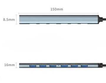 HUB USB 3.0 ROZDZIELACZ ROZGAŁĘŹNIK 7 PORTÓW 7X USB SLIM 7W1 AKTYWNY USB-C