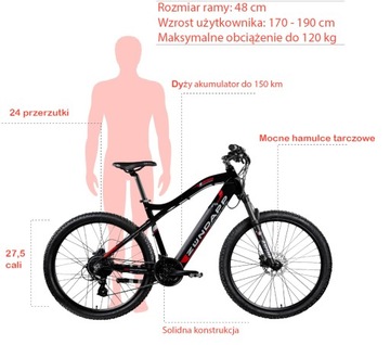 Электрический горный велосипед Zundapp Z898 27,5 150 км, 250 Вт, 504 Втч, 14 Ач, 5 режимов, БЕСПЛАТНО