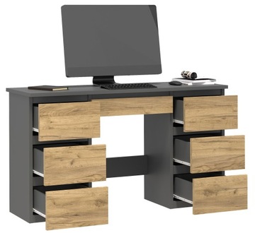 Biurko komputerowe BETA 4 ANTRACYT-DĄB CRAFT NOWOCZESNE PRACA BIURO SZKOŁA