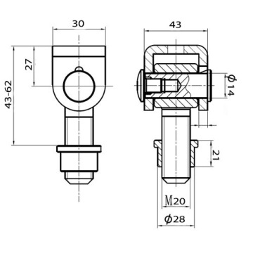 ПЕТЛИ ДЛЯ ВОРОТ И КАЛИТКИ ПЕТЛЯ М20, РЕГУЛИРУЕМАЯ ПОД СВАРКУ