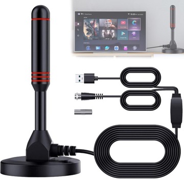 MOCNA ANTENA AKTYWNA POKOJOWA Telewizor DVB-T2 FHD 4K MUX-8 LTE WZMACNIACZ MAGNES