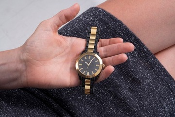 Zegarek damski GUESS Koperta pasek tarcza ze stali kolor czarno-złoty Logo