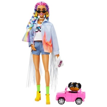 Barbie Extra Moda Lalka Tęczowe warkoczyki GRN29