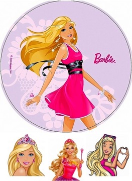 OPŁATEK NA TORT BARBIE OKRĄGŁY GRUBY 20CM!