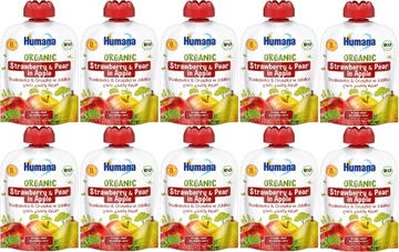 HUMANA MUS JABŁKO-GRUSZKA-TRUSKAWKA 90G PO 8 - x10