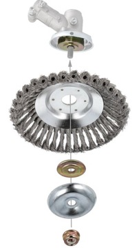 SZCZOTKA DRUCIANA 200MM TARCZA DO KOSY SPALINOWEJ + PODKŁADKI ZESTAW!!!