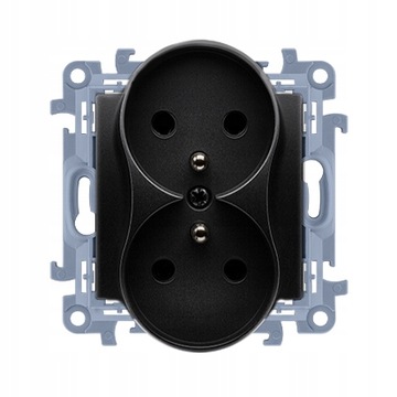 SIMON 10 GNIAZDO PODWÓJNE Z UZIEMIENIEM CGZ2M.01/49 CZARNY MAT