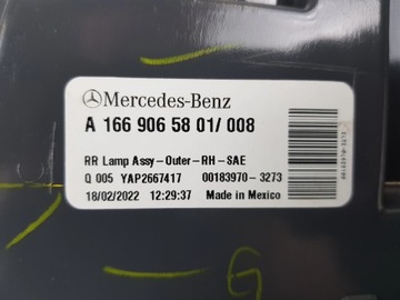 MERCEDES GLE W166 16-19 SVĚTLO ZADNÍ PRAVÁ USA LED