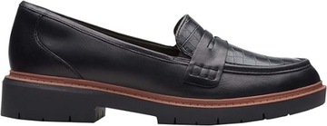 CLARKS MOKASYNY DAMSKIE CZARNE SKÓRZANE 39 ŻBA