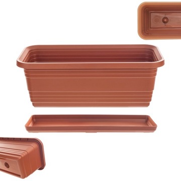 DONICZKA BALKONOWA SKRZYNKA DONICA NA KWIATY 40cm + PODSTAWKA CEGLASTA