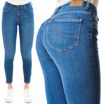 LEE spodnie BLUE skinny SCARLETT HIGH ZIP W28 L33